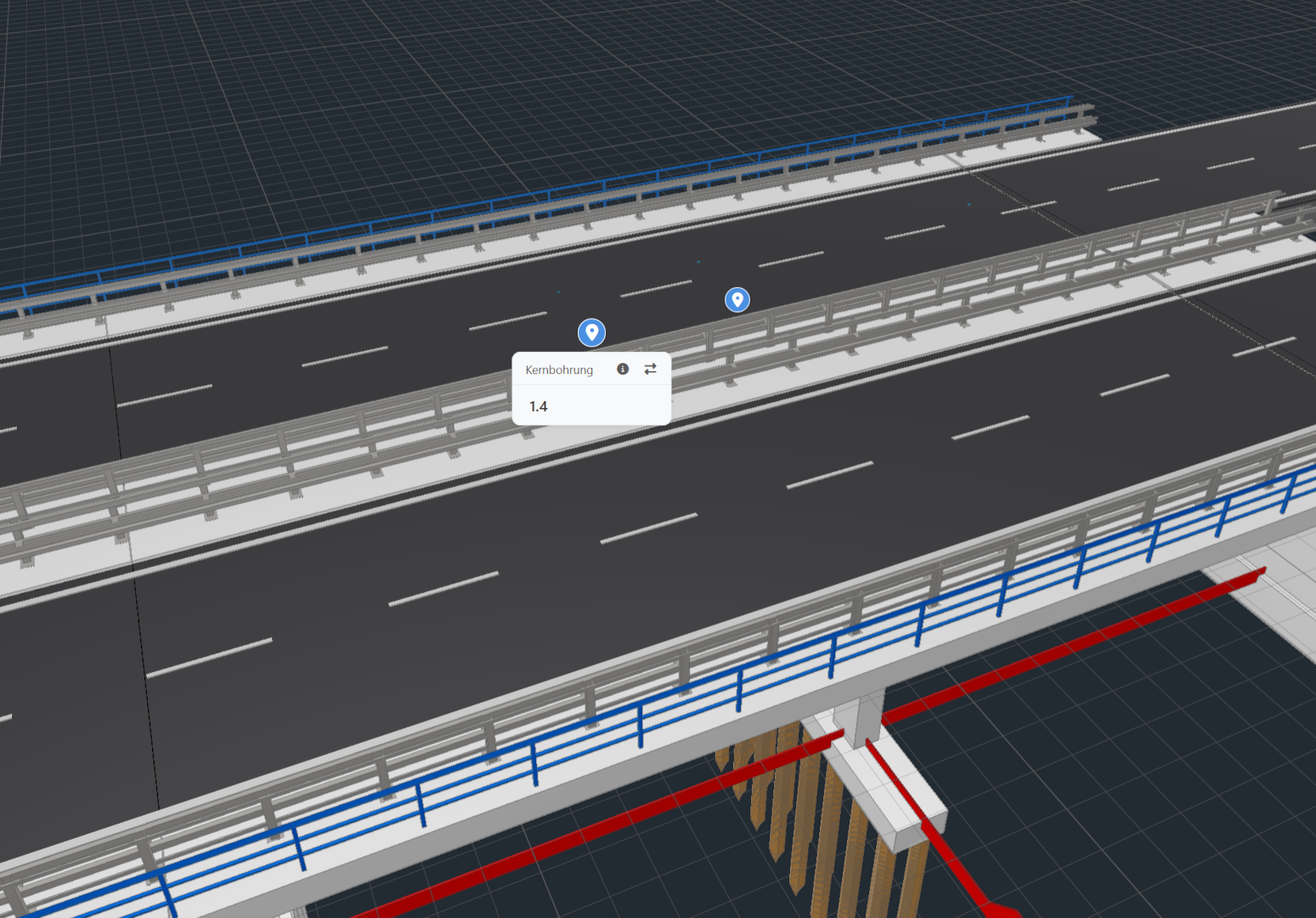 3D-Ansicht der Beispielbrücke Beispielbrücke - top view
