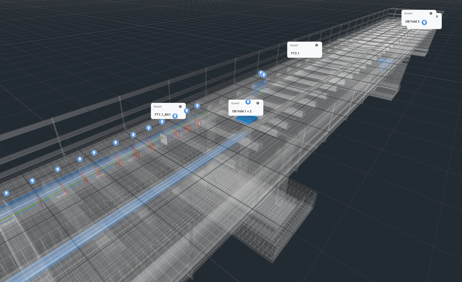 Modellansicht der Bauteile openLab - transparent top view